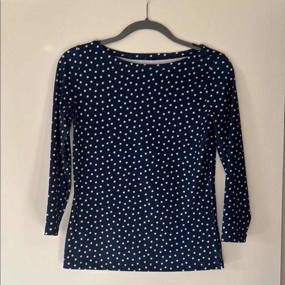 Vineyard Vines Perfomance Sankaty Navy Star Print Long Sleeve Top